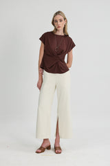 Carvin Sleeved Modal Top in Walnut