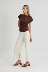 Carvin Sleeved Modal Top in Walnut
