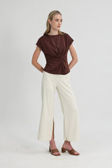 Carvin Sleeved Modal Top in Walnut