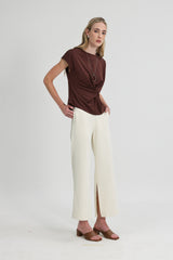 Carvin Sleeved Modal Top in Walnut