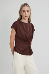 Carvin Sleeved Modal Top in Walnut