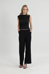 (2) Bethany Ruched Side Modal Top in Black