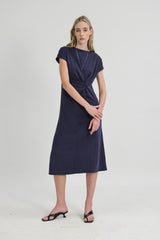 Beatrice Sleeved Modal Dress in Midnight