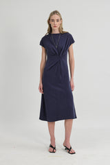 Beatrice Sleeved Modal Dress in Midnight