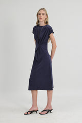 Beatrice Sleeved Modal Dress in Midnight