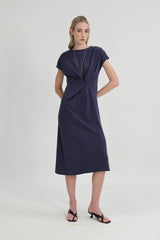 Beatrice Sleeved Modal Dress in Midnight