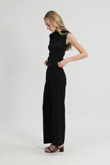 (2) Bethany Ruched Side Modal Top in Black