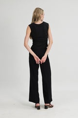 (2) Bethany Ruched Side Modal Top in Black