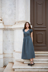 Frida Shirred Waist Dress Midnight Ash