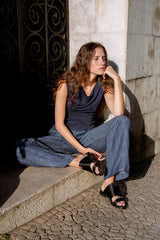 (2) Bethany Ruched Side Modal Top in Midnight
