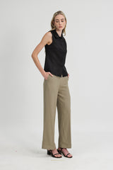 Ally Sleeveless Collared Shirt in Black