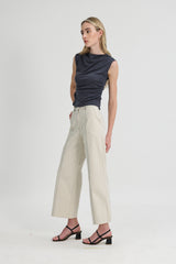 (2) Bethany Ruched Side Modal Top in Dove Grey