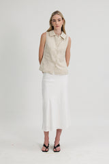 Ally Sleeveless Collared Shirt in Natural