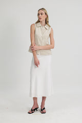 Ally Sleeveless Collared Shirt in Natural