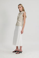 Ally Sleeveless Collared Shirt in Natural