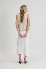 Ally Sleeveless Collared Shirt in Natural
