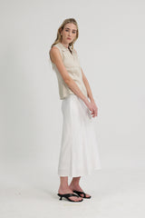 Ally Sleeveless Collared Shirt in Natural