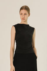 Bethany Ruched Side Modal Top in Black