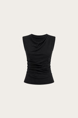 (2) Bethany Ruched Side Modal Top in Black