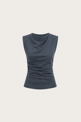 (2) Bethany Ruched Side Modal Top in Dove Grey