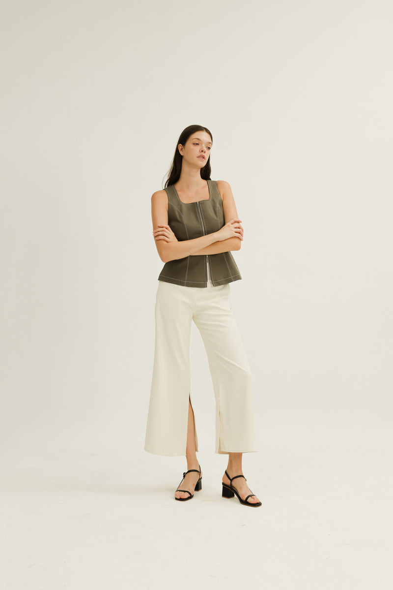Kinsley Scoop Neck Top in Olive