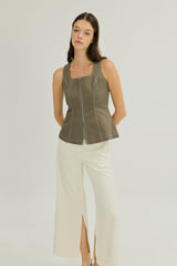 Kinsley Scoop Neck Top in Olive