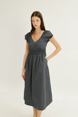 Frida Shirred Waist Dress Midnight Ash