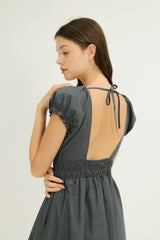 Frida Shirred Waist Dress Midnight Ash