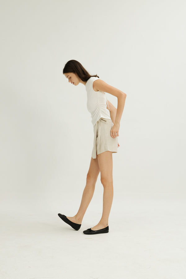Isabelle Wrap Linen Skorts in Natural