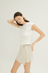 Isabelle Wrap Linen Skorts in Natural