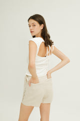 Isabelle Wrap Linen Skorts in Natural