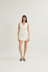 Emery Hidden Button Vest in White