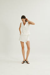 Emery Hidden Button Vest in White