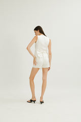 Isabelle Wrap Linen Skorts in White
