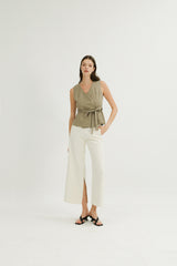 Emery Hidden Button Vest in Sage