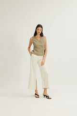 Emery Hidden Button Vest in Sage