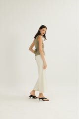 Emery Hidden Button Vest in Sage