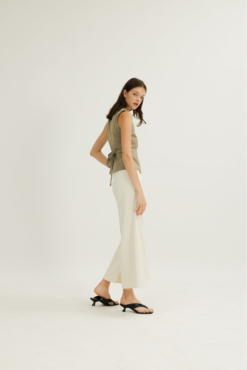 Emery Hidden Button Vest in Sage