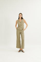 Emery Hidden Button Vest in Sage