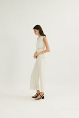 Lilian Boxy Top with Waist Tie in Ivory