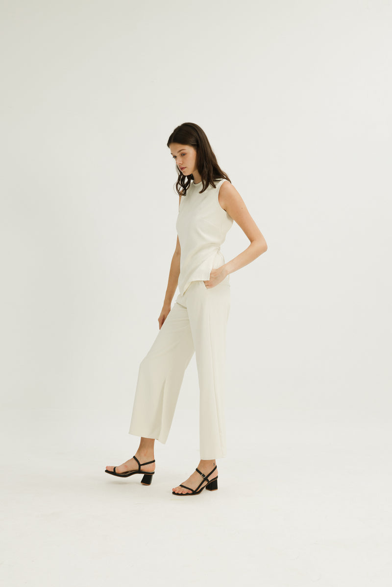 Jamie Elastic Waist Trousers in Ivory