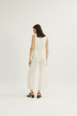 Jamie Elastic Waist Trousers in Ivory