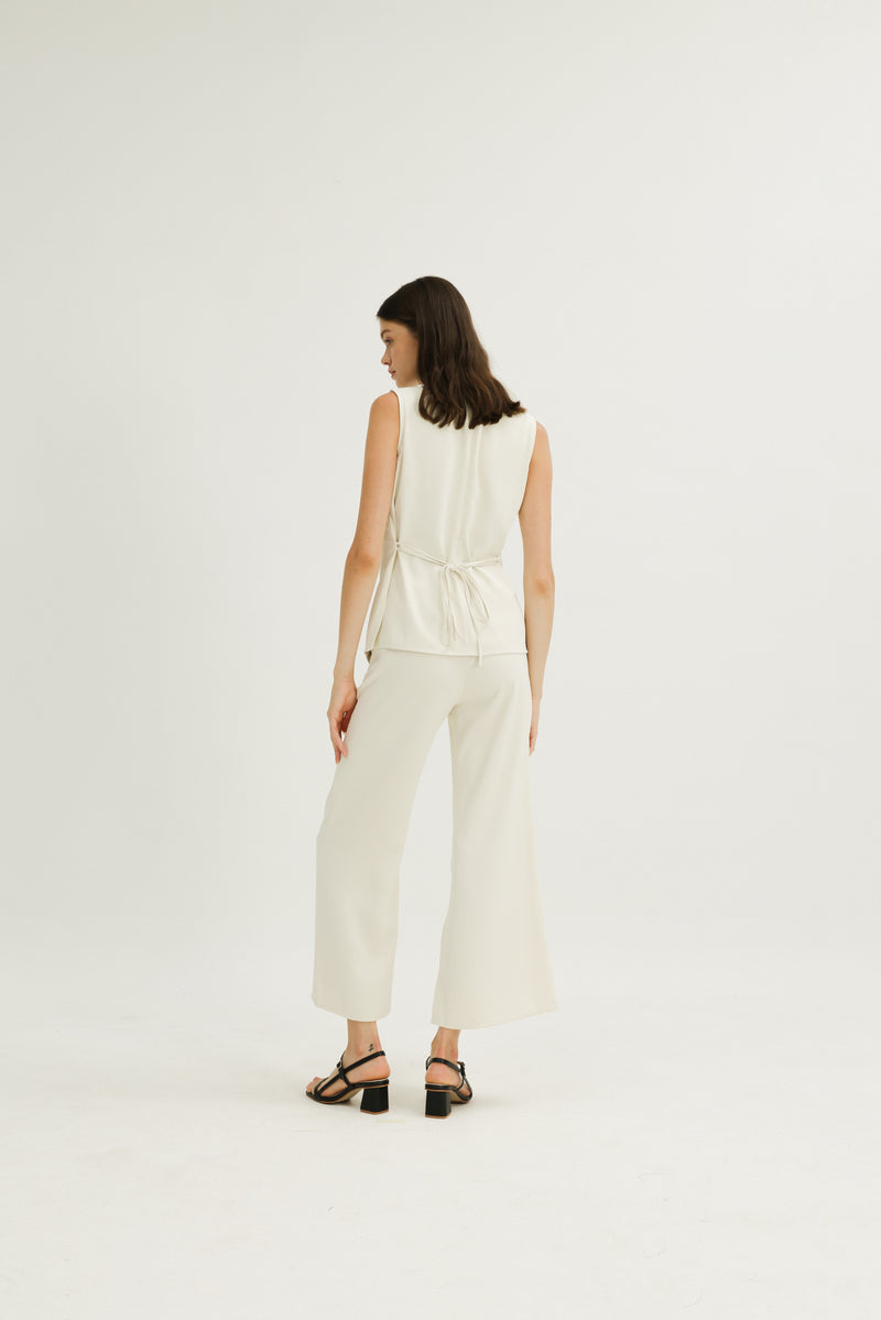 Jamie Elastic Waist Trousers in Ivory