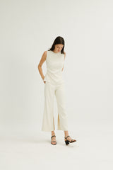 Lilian Boxy Top with Waist Tie in Ivory