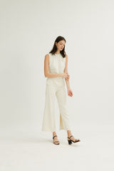 Lilian Boxy Top with Waist Tie in Ivory