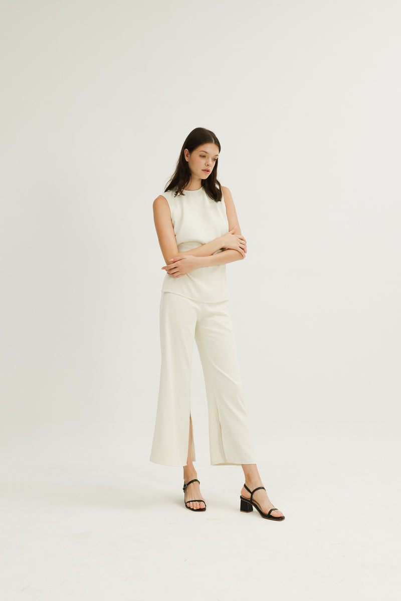 Jamie Elastic Waist Trousers in Ivory