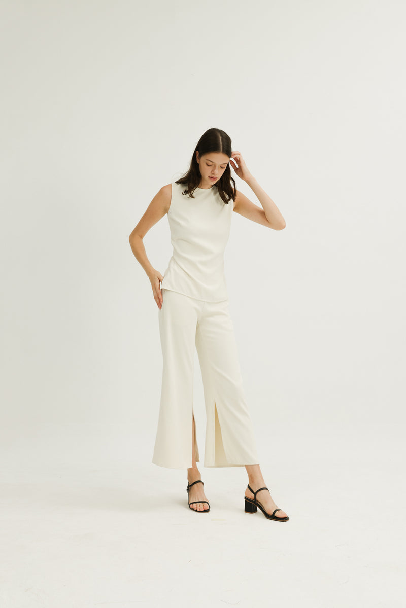 Jamie Elastic Waist Trousers in Ivory