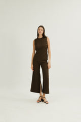 Lilian Boxy Top with Waist Tie in Cocoa