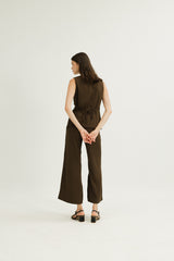 Lilian Boxy Top with Waist Tie in Cocoa
