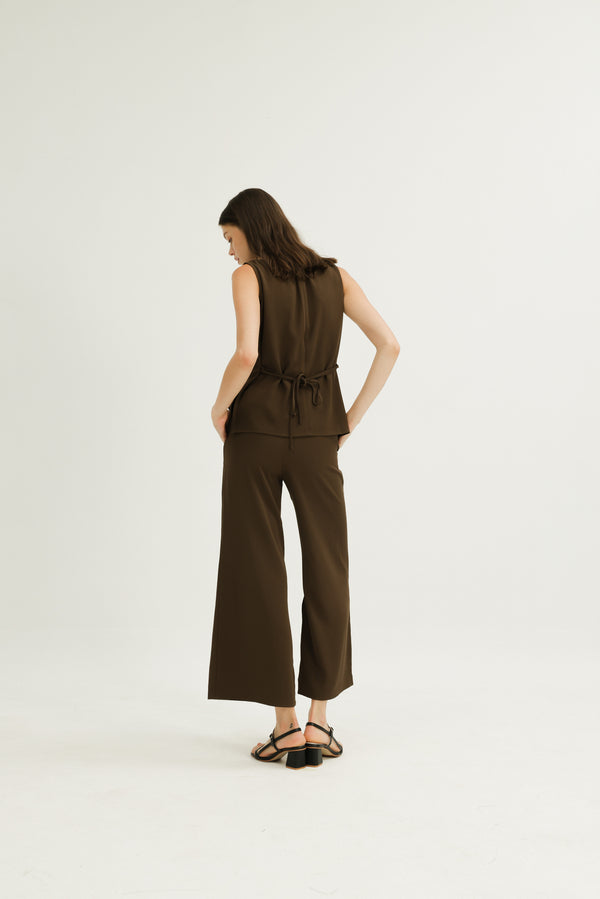 Jamie Elastic Waist Trousers in Cocoa